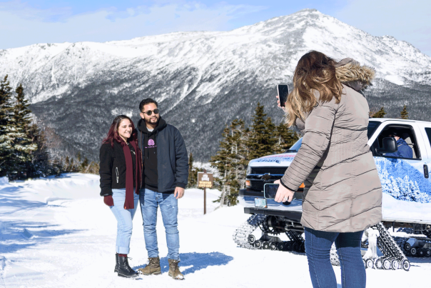 Mt. Washington Auto Road Snow Coach Tour - Couple Getting Their Picture Taken
