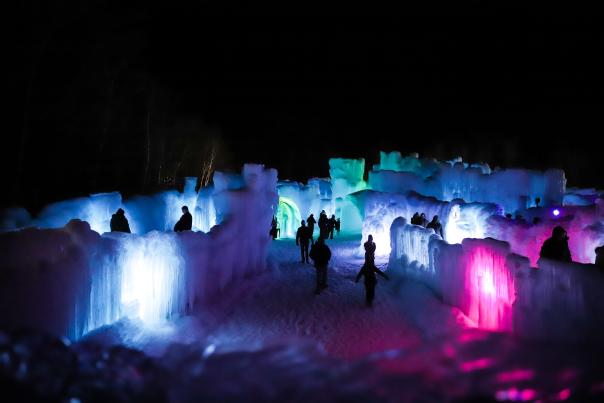 Ice Castles - View of People Exploring