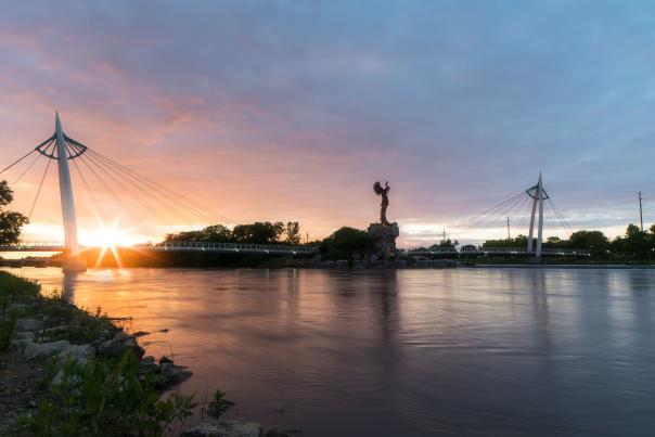 The Keeper of the Plains at Sunset