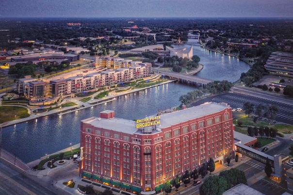 Drone-tography Photo Over the Drury Broadview and Arkansas River