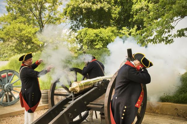 On July 4, artillery firing at the American Revolution Museum at Yorktown’s Continental Army encampment will salute the Declaration of Independence at 11 a.m. and 3 p.m., weather permitting. Jamestown-Yorktown Foundation photo.