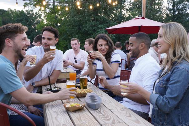 Group at brewery