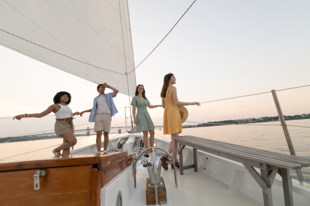 Group of Friends on the Schooner Alliance Sail Boat