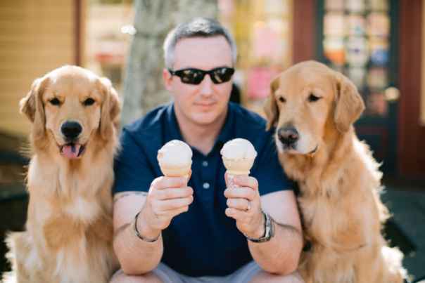 Dogs eating Icecream