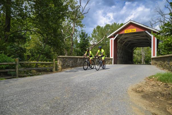 Bikers at Covered Bridge