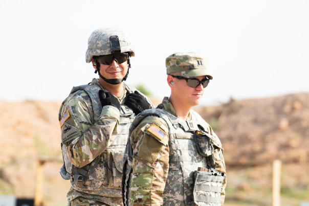 Soldiers wearing bullet proof vests