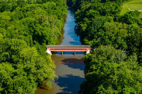 Aerial View of Brandywine Valley Covered Bridge