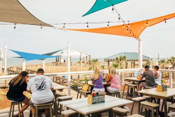 Outdoor oceanfront dining in Carolina Beach