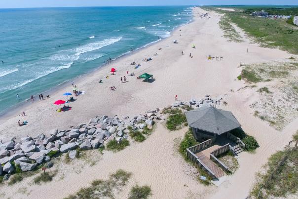 Aerial view of Fort Fisher State Recreation Area in Kure Beach