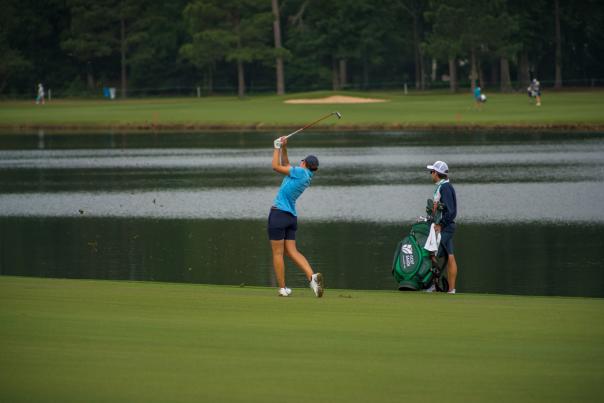 Woman playing golf at LPGA Chevron Championship in The Woodlands, Texas