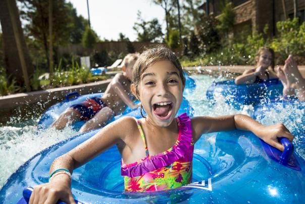 Girl Tubing at The Woodlands Resort's Lazy River