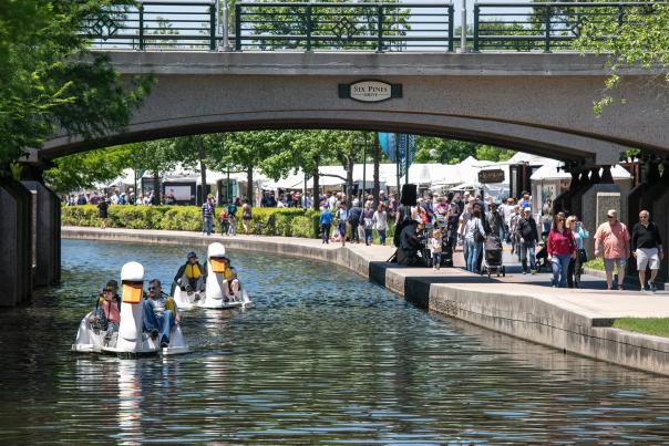 Swan Boats on The Waterway during The Woodlands Waterway Arts Festival