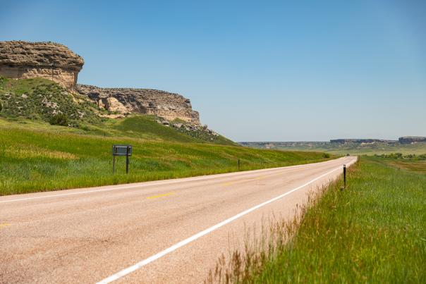 Following the road through the bluffs of Chugwater.