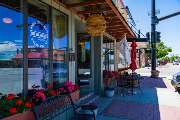 The outside storefront of The Wander in downtown Wheatland.