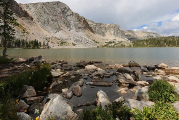 Centennial Snowy Range, a popular mountain biking destination in Wyoming, with pristine lakes and mountains.