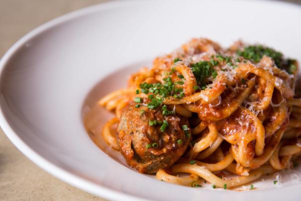 Plate of Spaghetti and Meatballs at Tutoni's Restaurant in York, PA