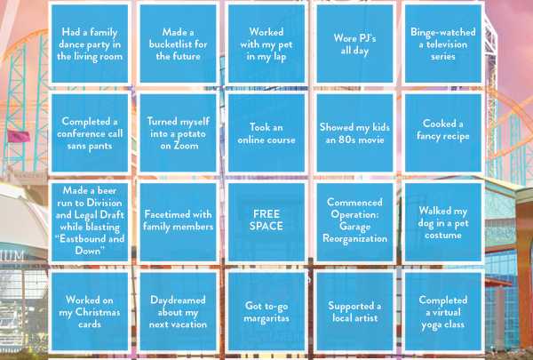 Bingo card for at home activities