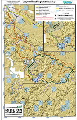 Labyrinth Rims Designated Route Map including White Wash Sand Dunes