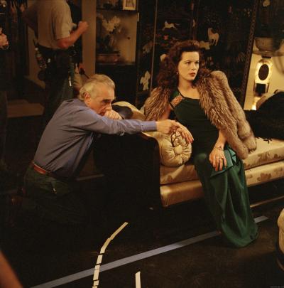 Kate Beckinsale on set of The Aviator with director Martin Scorsese.