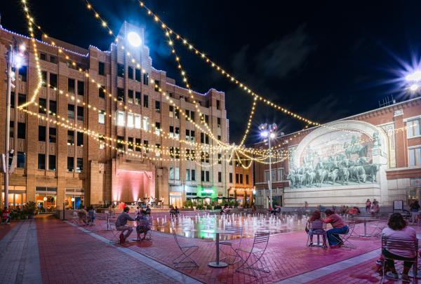 Sundance Square Plaza at night