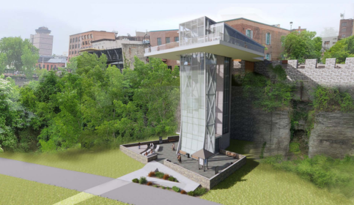 Drawing of gorge access elevator planned for High Falls State Park