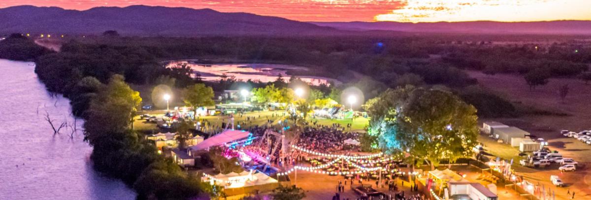 Aerial view of the Kimberley Moon Experience, part of the Ord Valley Muster in Kununurra