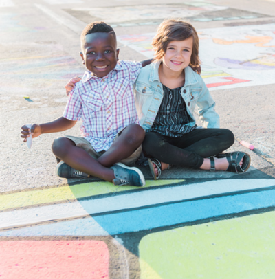 Children at Three Rivers Festival Chalk Walk