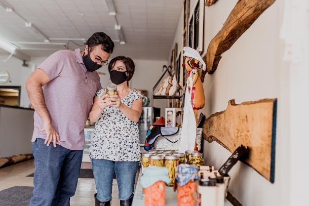 Couple getting food