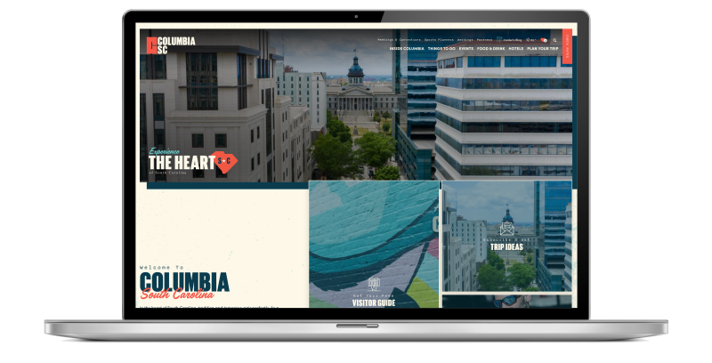 Columbia, South Carolina: The Heart of South Carolina | Simpleview CMS Website on laptop
