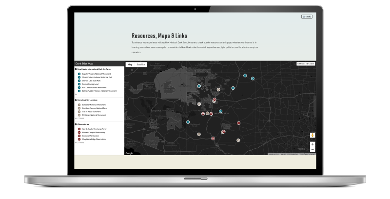 New Mexico Dark Skies Map Publisher 2024 on laptop computer