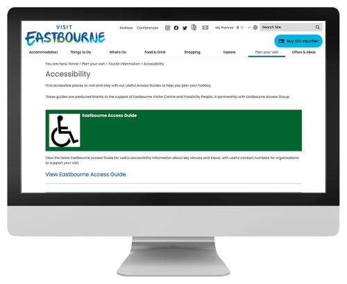 A screenshot of the Visit Eastborne accessibility guide