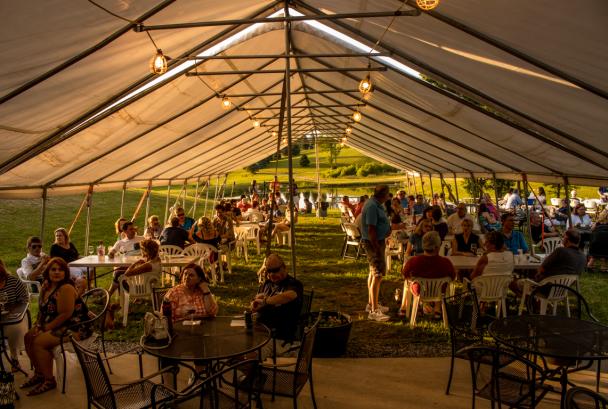 inside tent - wine cave