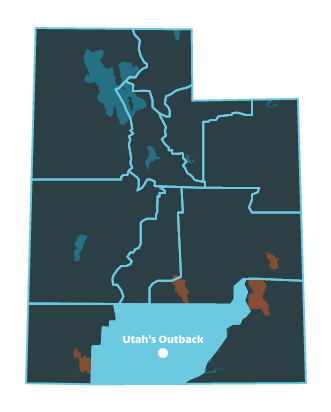 Utah's Outback Region Map with no city name