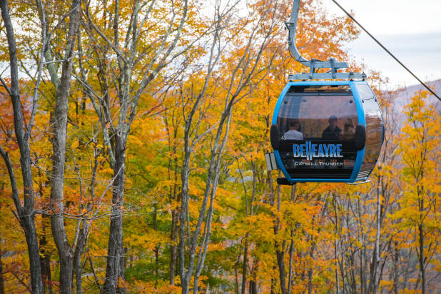 Belleayre Mountain gondola ride in fall foliage