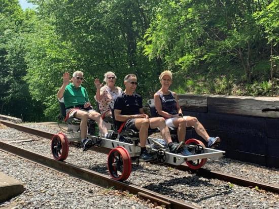 A group on the quad bike at Wheels on Rails