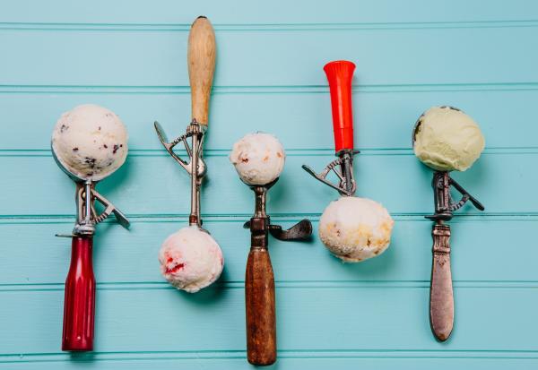 Five ice cream scoops from Lick Honest Ice Cream