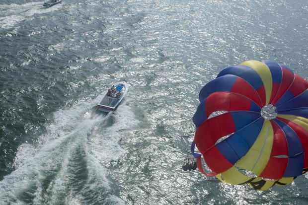 Parasail boat from above