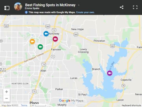 Fishing Map from CheckOutDFW