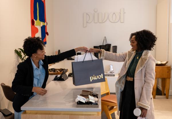 Woman shopping at Pivot in the Short North Arts District