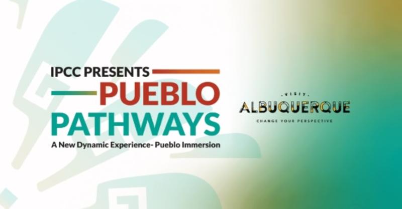 The graphic advertising the Pueblo Pathways immersive experience at the Indian Pueblo Cultural Center.