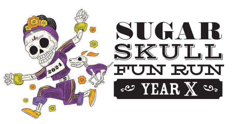 Logo for the 2024 Sugar Skull Fun Run.
