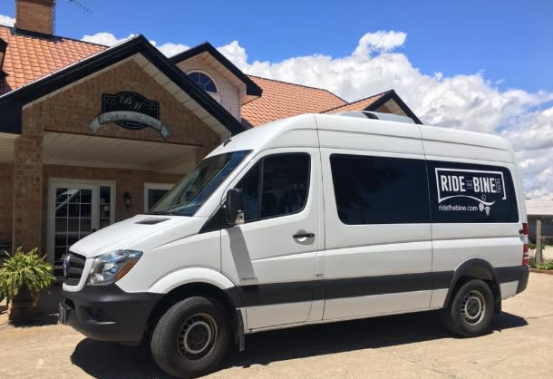 Ride the Bine Van in front of winery