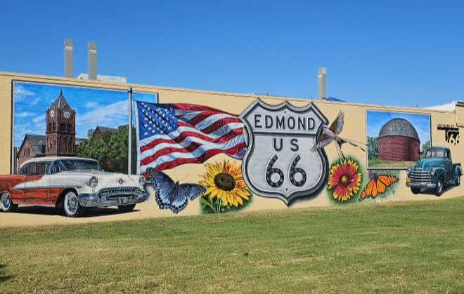 Route 66 Mural at Sherry's Drug