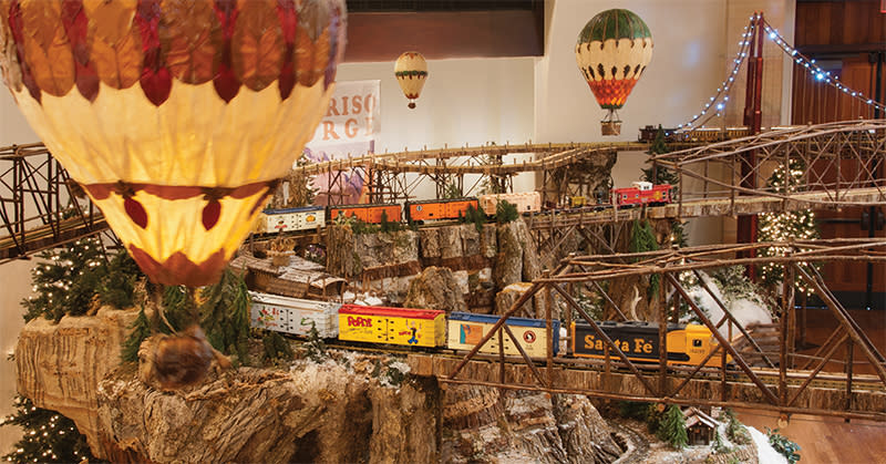 Jingle Rails model train display for the Christmas holiday season at the Eiteljorg Museum Of American Indians Western Art