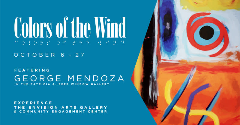 A painting is featured by George Mendoza as part of the Colors of the Wind Exhibit at The Envision Arts Gallery