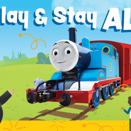 "Ride, Play & Stay ALL Day" Thomas banner