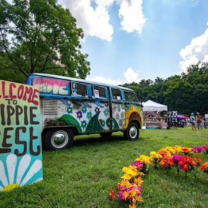 Hippie Fest Van & Sign