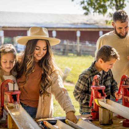 Family playing at Patterson Farm
