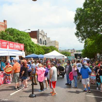 Crowds & vendor tents at Cheerwine Festival