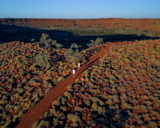 Aerial view of walking track Wolfe Creek Crater National Park